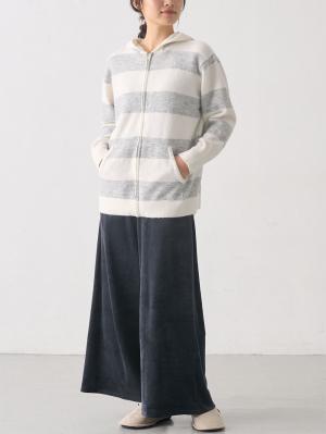 マタニティ パンツ|ストレッチベロアワイドパンツ・ルームウェア  fairy（フェアリー）マタニティ・産後 【出産後も長く使える】|ネイビー