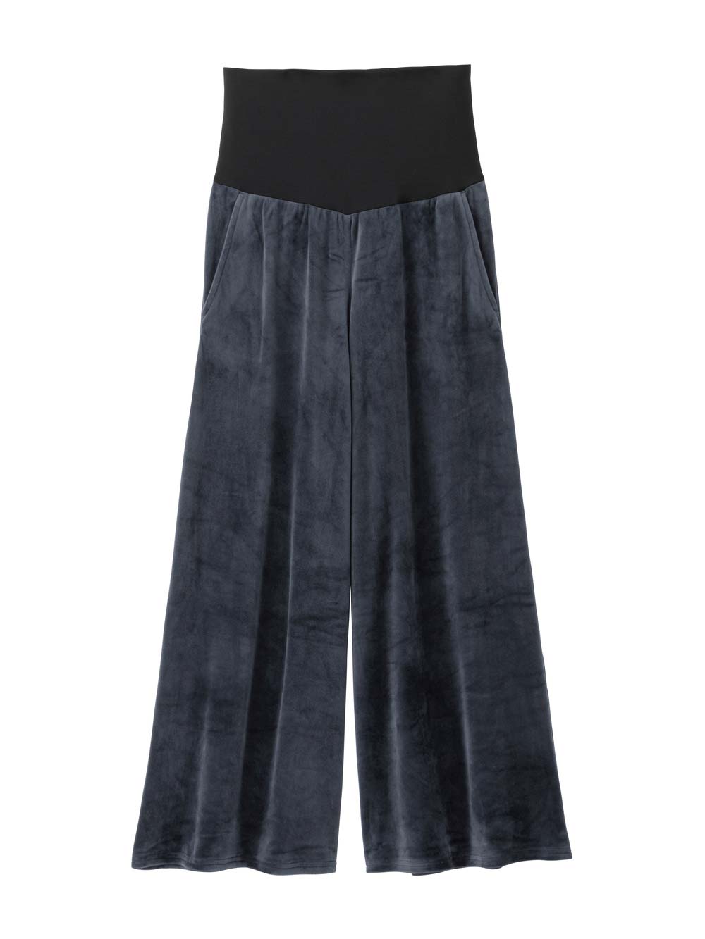 マタニティ パンツ|ストレッチベロアワイドパンツ・ルームウェア  fairy（フェアリー）マタニティ・産後 【出産後も長く使える】|ネイビー