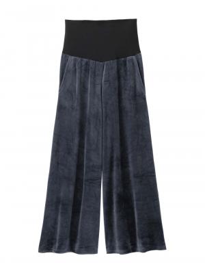 マタニティ パンツ|ストレッチベロアワイドパンツ・ルームウェア  fairy（フェアリー）マタニティ・産後 【出産後も長く使える】|ネイビー