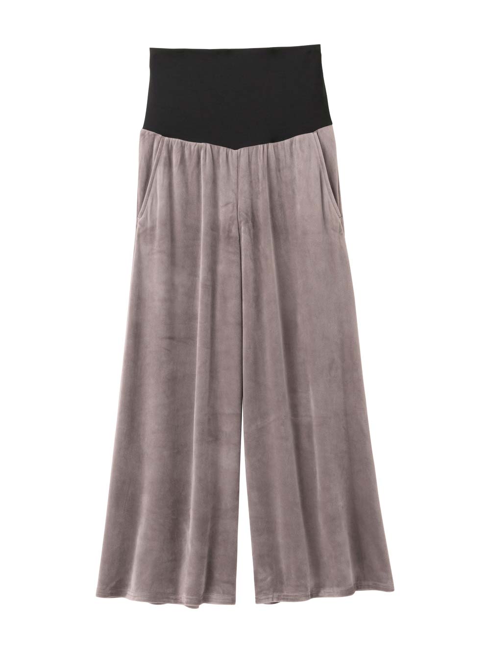 マタニティ パンツ|ストレッチベロアワイドパンツ・ルームウェア  fairy（フェアリー）マタニティ・産後 【出産後も長く使える】|モカ