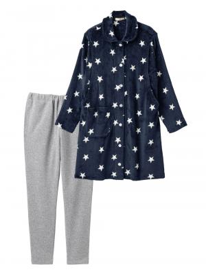 マタニティ パジャマ・ルームウェア|ふんわりあたたかサイドスリットトップス＋裏起毛パンツ fairy（フェアリー） マタニティ・産後 【出産後も長く使える】|ネイビー星柄