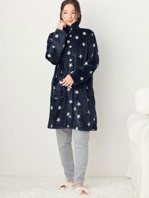 マタニティ パジャマ・ルームウェア|ふんわりあたたかサイドスリットトップス＋裏起毛パンツ fairy（フェアリー） マタニティ・産後 【出産後も長く使える】|ネイビー星柄