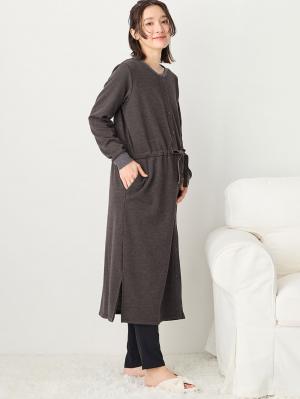 マタニティ パジャマ・ルームウェア|あったか裏シャギーブラウジングワンピース パジャマ  fairy（フェアリー）マタニティ・産後 【出産後も長く使える】|チャコール