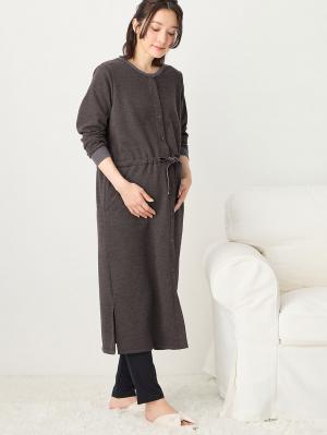 マタニティ パジャマ・ルームウェア|あったか裏シャギーブラウジングワンピース パジャマ  fairy（フェアリー）マタニティ・産後 【出産後も長く使える】|チャコール