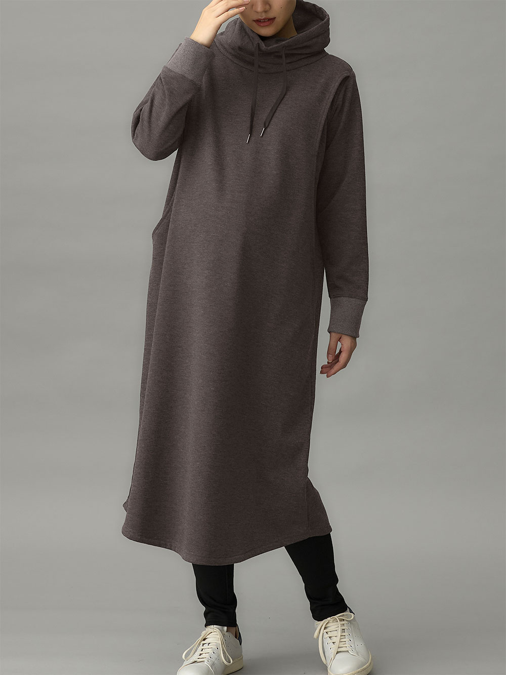 マタニティ ワンピース|あったか裏シャギーらくちんワンピース fairy（フェアリー）マタニティ・産後 【出産後も長く使える】|チャコール