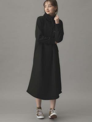 マタニティ ワンピース|あったか裏シャギーらくちんワンピース fairy（フェアリー）マタニティ・産後 【出産後も長く使える】|ブラック