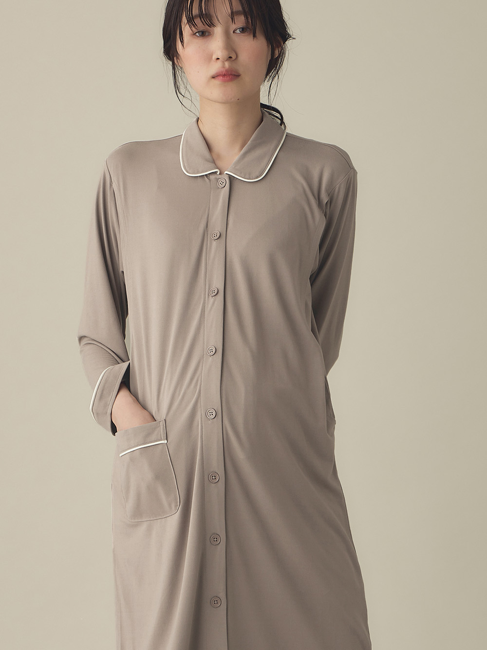 マタニティ パジャマ・ルームウェア|とろみらくちんパジャマ(サイドスリット開き) マタニティ・産後 【出産後も長く使える】|モカ