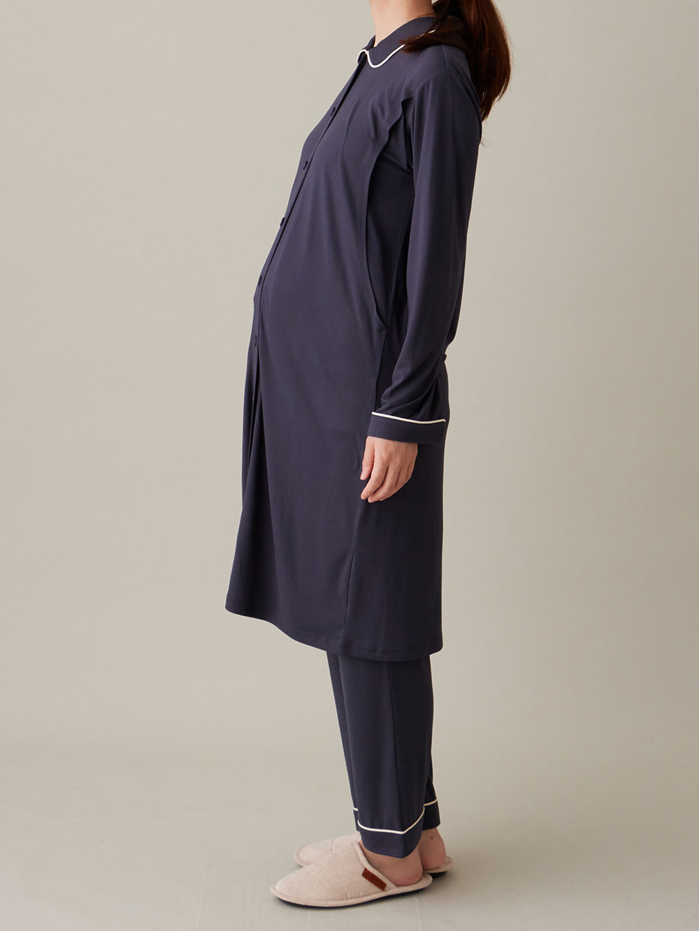 マタニティ パジャマ・ルームウェア|とろみらくちんパジャマ(サイドスリット開き) マタニティ・産後 【出産後も長く使える】