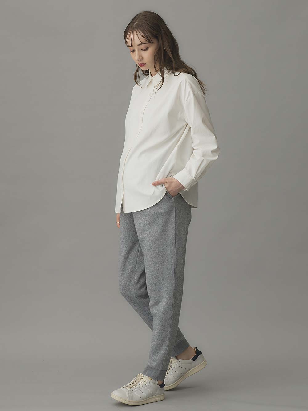 マタニティ パンツ|裏起毛ゆったりジョガーパンツ  fairy（フェアリー） マタニティ・産後 【出産後も長く使える】|杢グレー