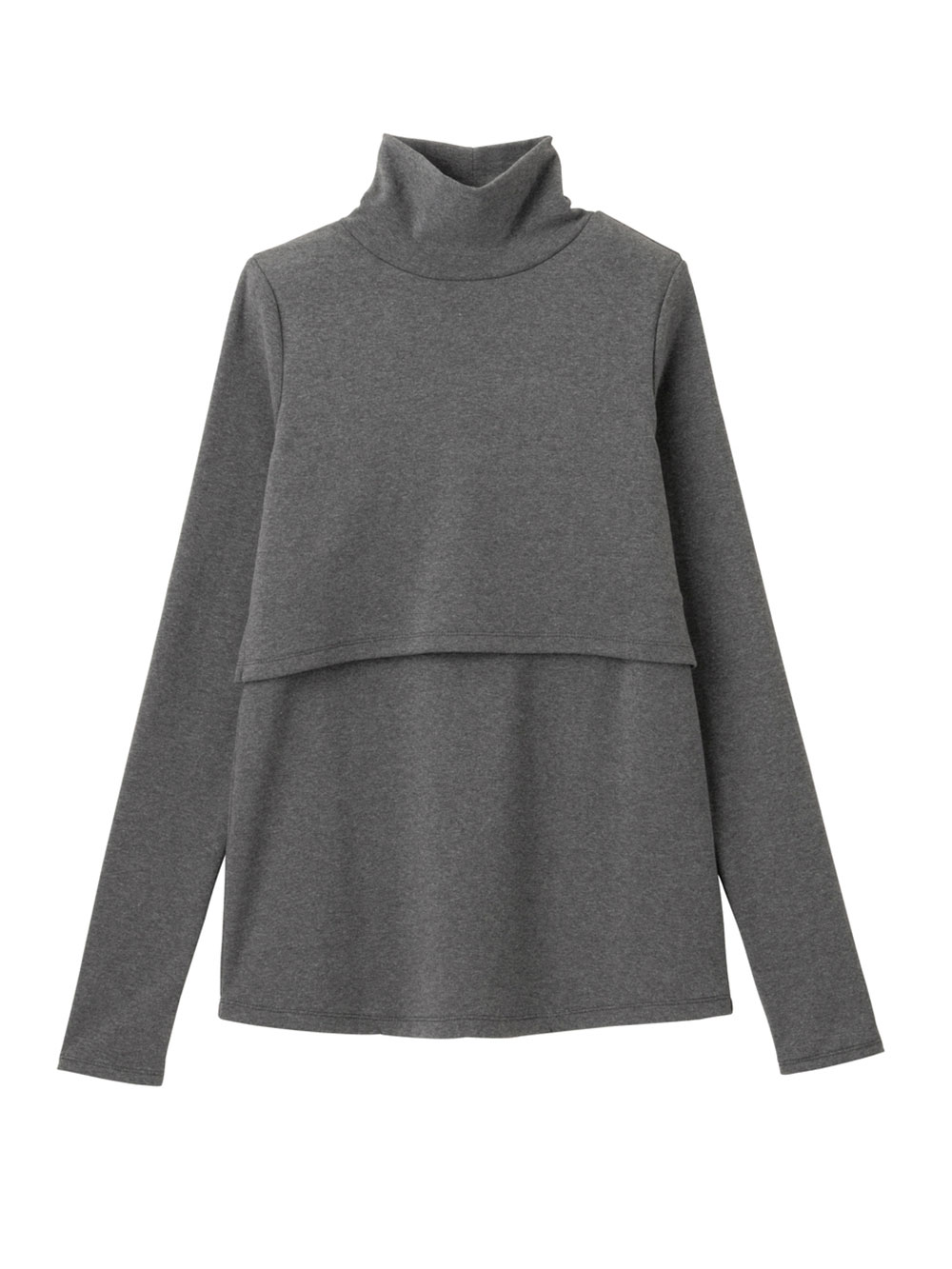 マタニティ トップス|綿混フライスタートル　マタニティ・授乳服【出産後も長く使える】|チャコール