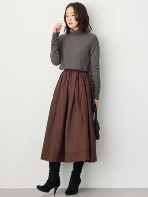 マタニティ トップス|綿混フライスタートル　マタニティ・授乳服【出産後も長く使える】|チャコール