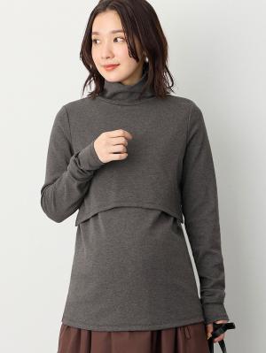 ツィードパフスリーブワンピース マタニティ・授乳服【出産後も