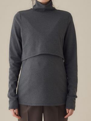 マタニティ トップス|綿混フライスタートル　マタニティ・授乳服【出産後も長く使える】