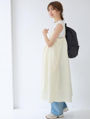 マタニティ ワンピース|【選んでオトクな割引キャンペーン対象】ふくれジャガードキャミワンピース マタニティ・授乳服【出産後も長く使える】|アイボリー