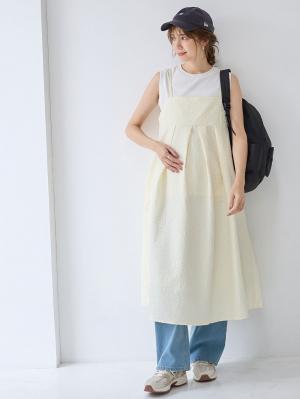 マタニティ ワンピース|【選んでオトクな割引キャンペーン対象】ふくれジャガードキャミワンピース マタニティ・授乳服【出産後も長く使える】|アイボリー