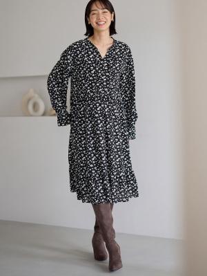 裾ティアードワンピース（花柄・無地）　マタニティ・授乳服【出産後も長く使える】10455