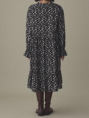 マタニティ ワンピース|裾ティアードワンピース（花柄・無地）　マタニティ・授乳服【出産後も長く使える】