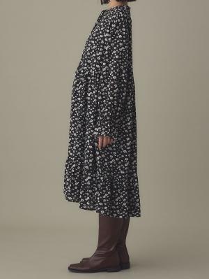 マタニティ ワンピース|裾ティアードワンピース（花柄・無地）　マタニティ・授乳服【出産後も長く使える】