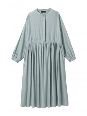 マタニティ ワンピース|ウエスト切替ギャザーワンピース　マタニティ・授乳服【出産後も長く使える】|グレイッシュブルー