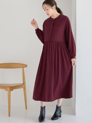 マタニティ ワンピース|ウエスト切替ギャザーワンピース　マタニティ・授乳服【出産後も長く使える】|ボルドー