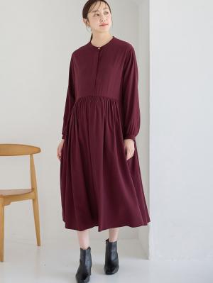 マタニティ ワンピース|ウエスト切替ギャザーワンピース　マタニティ・授乳服【出産後も長く使える】|ボルドー