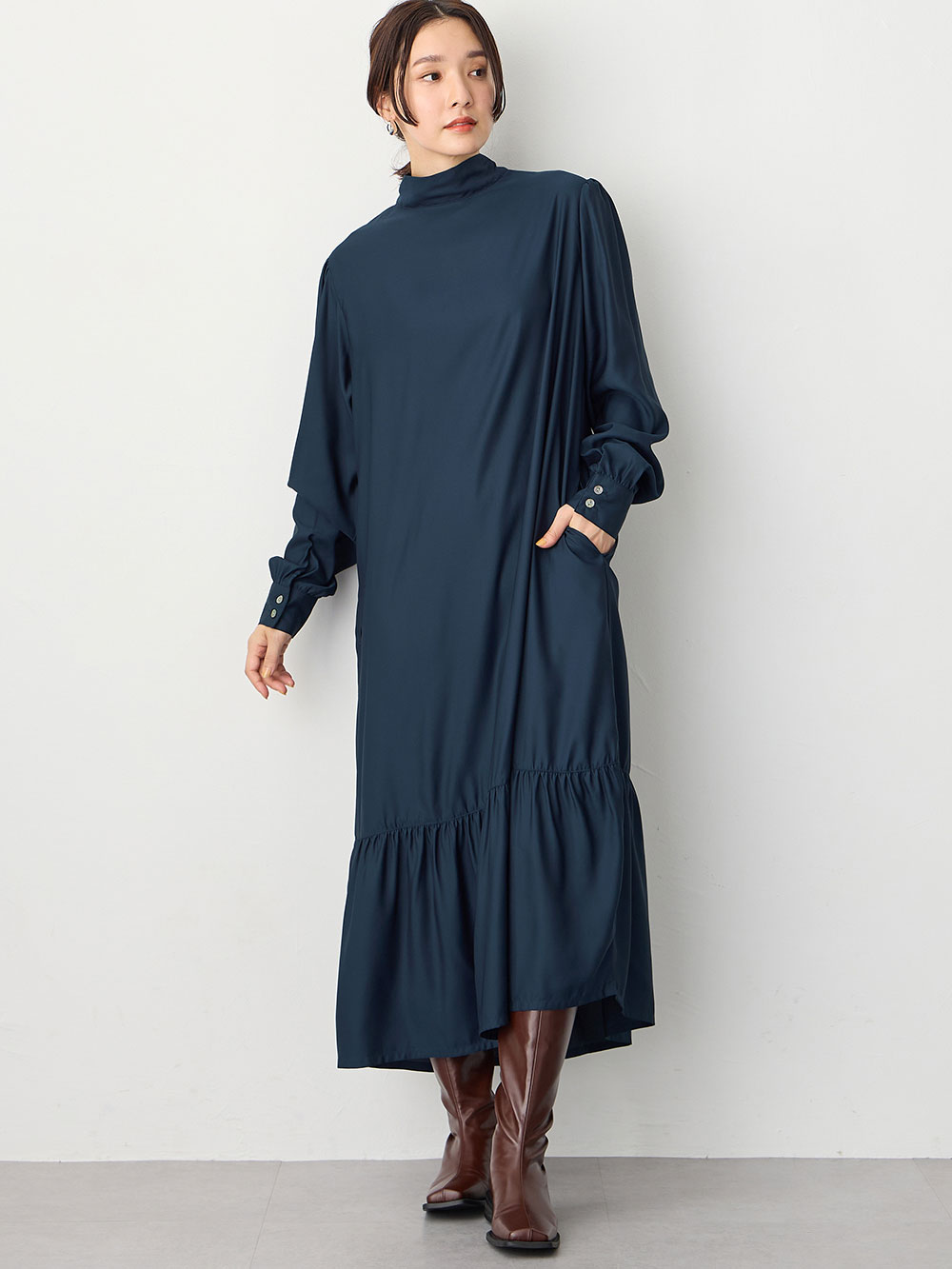 マタニティ ワンピース|前後２WAYボウタイティアードワンピース　マタニティ・授乳服【出産後も長く使える】