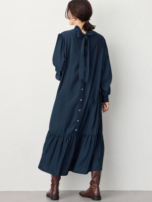 マタニティ ワンピース|前後２WAYボウタイティアードワンピース　マタニティ・授乳服【出産後も長く使える】