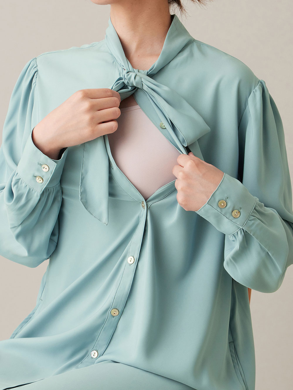 マタニティ ワンピース|前後２WAYボウタイティアードワンピース　マタニティ・授乳服【出産後も長く使える】