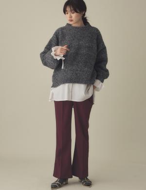 マタニティ パンツ|バックギャザーフレアパンツ マタニティ・産後【出産後も長く使える】|ボルドー