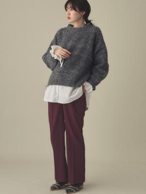 マタニティ パンツ|バックギャザーフレアパンツ マタニティ・産後【出産後も長く使える】|ボルドー