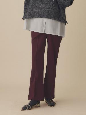 マタニティ パンツ|バックギャザーフレアパンツ マタニティ・産後【出産後も長く使える】|ボルドー