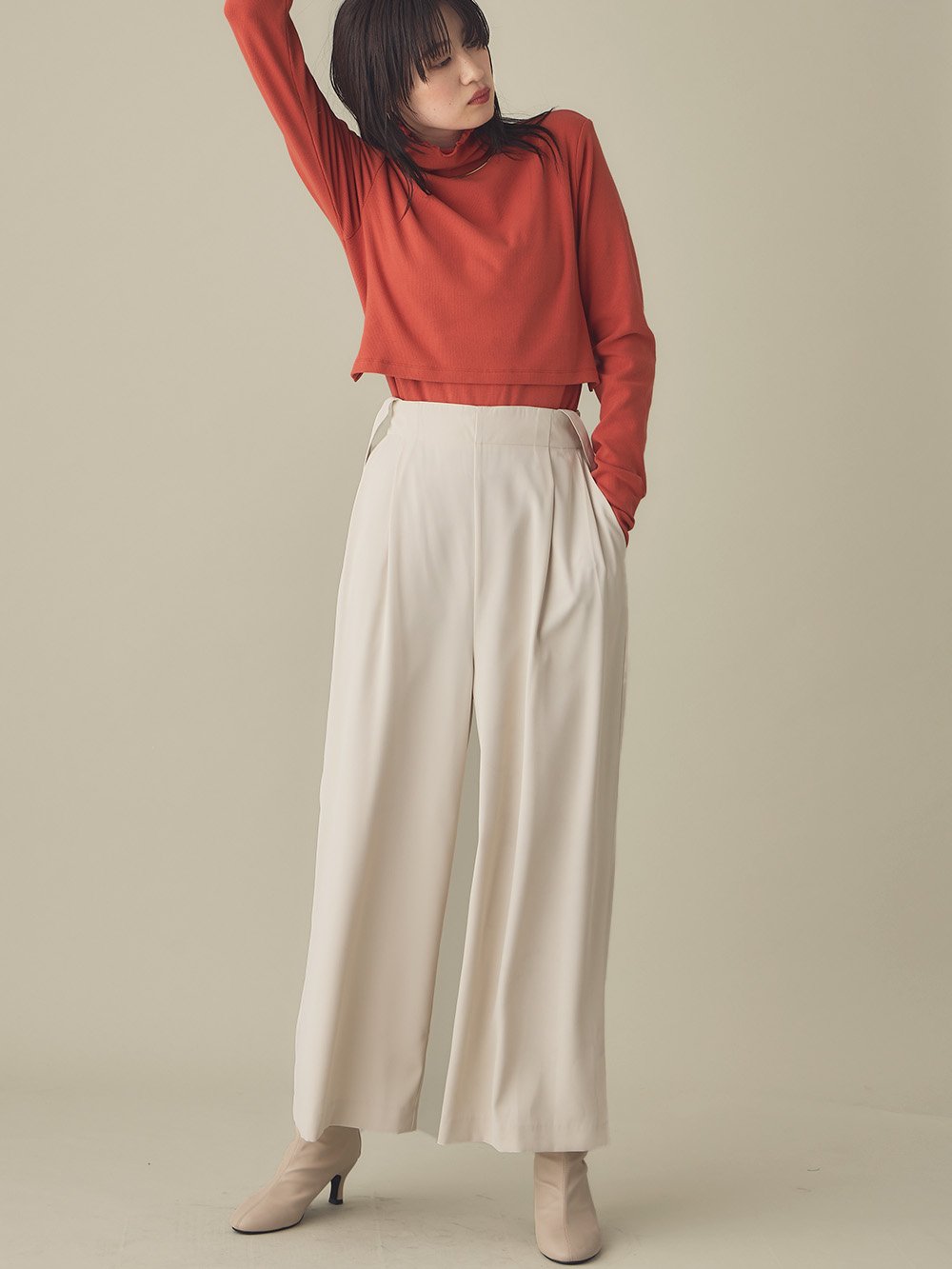 マタニティ パンツ|サスペンダー付きワイドパンツ　マタニティ・産後【出産後も長く使える】|オフ