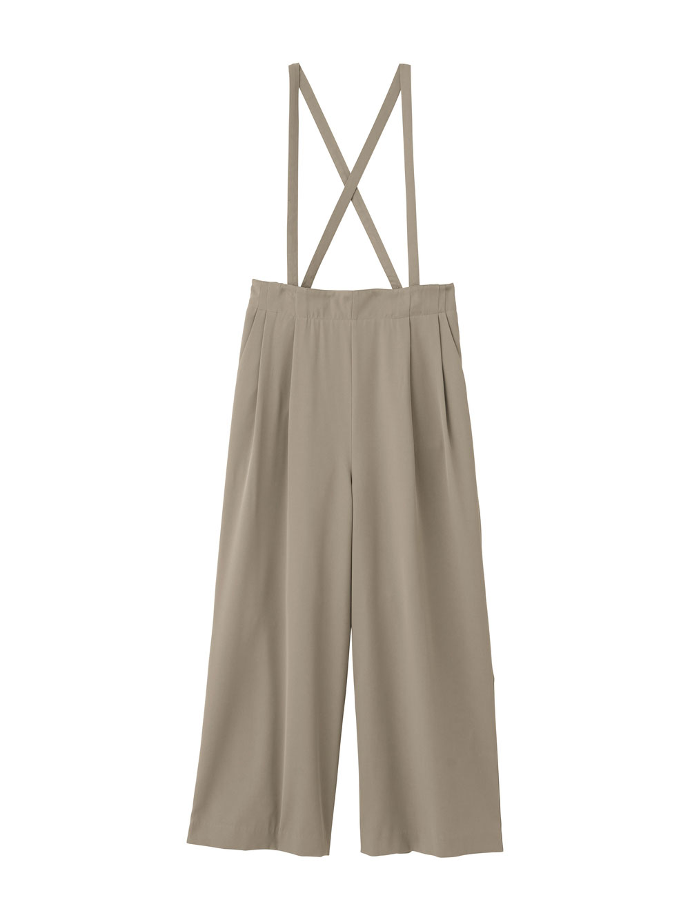 マタニティ パンツ|サスペンダー付きワイドパンツ　マタニティ・産後【出産後も長く使える】|モカベージュ