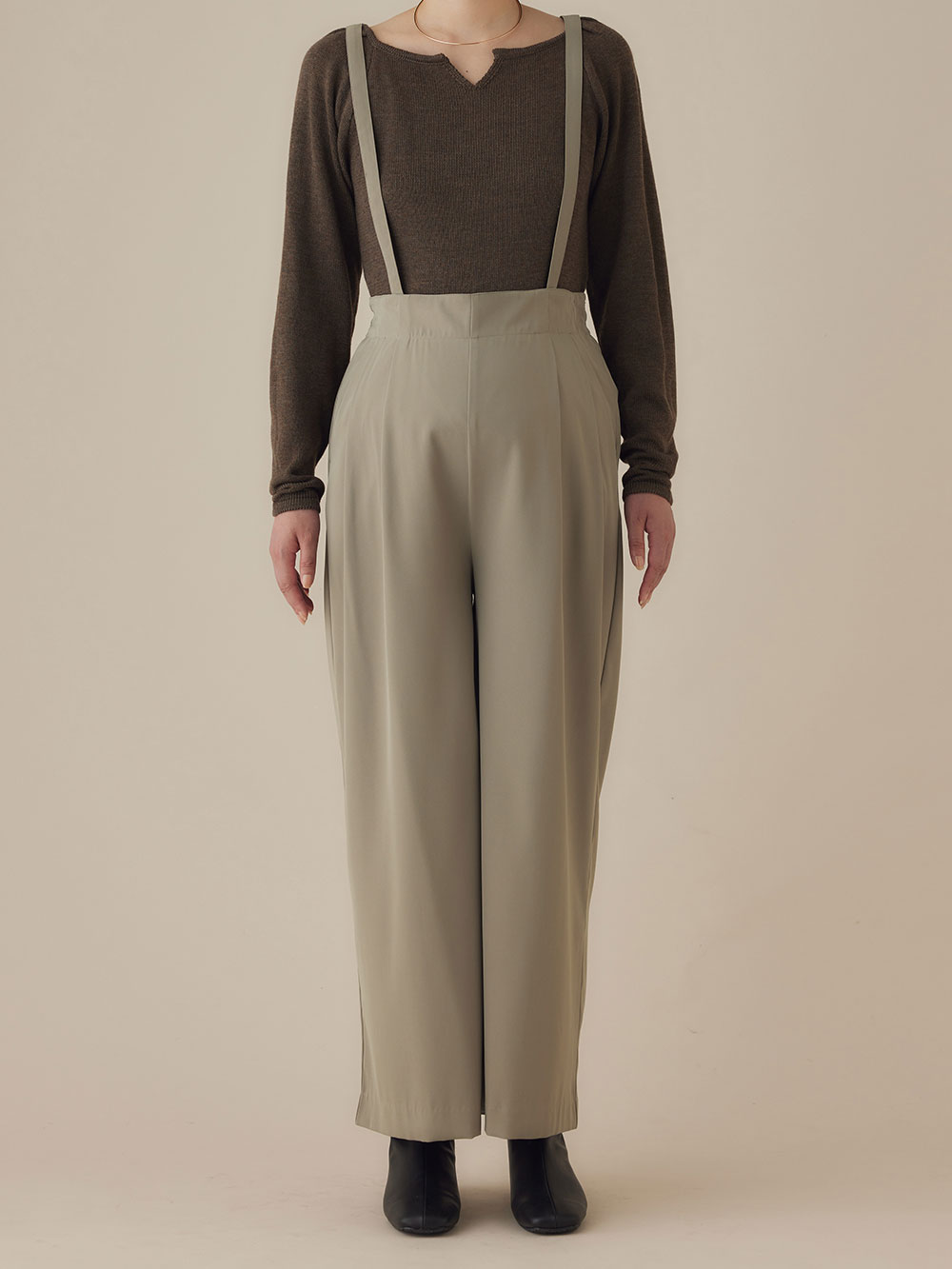 マタニティ パンツ|サスペンダー付きワイドパンツ　マタニティ・産後【出産後も長く使える】