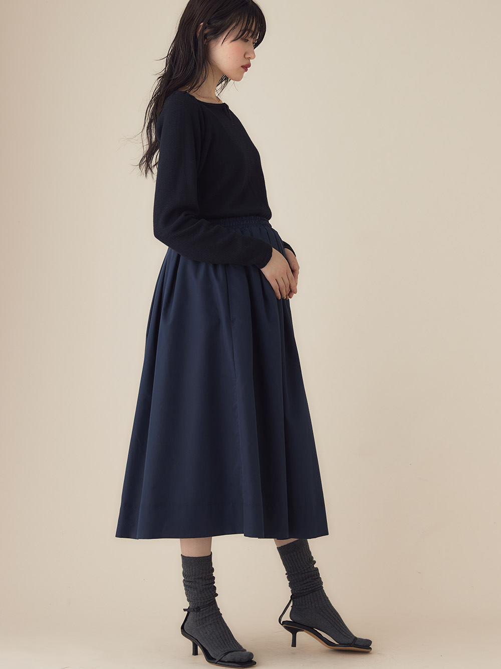 マタニティ スカート|【あったか～い。冬支度セール対象】ギャザースカート　マタニティ・産後【出産後も長く使える】|ネイビー