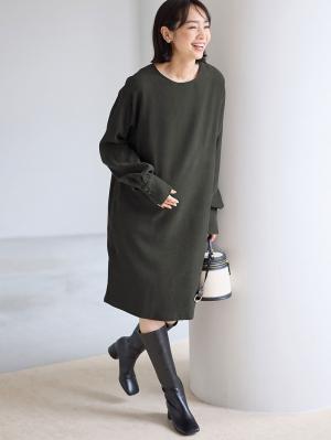 マタニティ ワンピース|微起毛ツイルミニワンピース　マタニティ・授乳服【出産後も長く使える】|チャコール