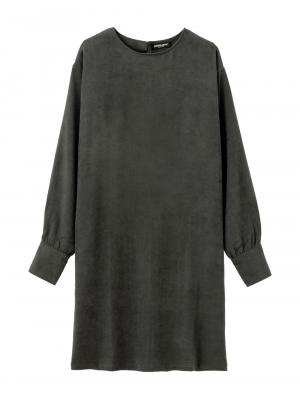 マタニティ ワンピース|微起毛ツイルミニワンピース　マタニティ・授乳服【出産後も長く使える】|チャコール