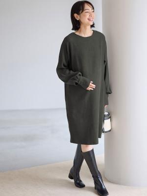 マタニティ ワンピース|微起毛ツイルミニワンピース　マタニティ・授乳服【出産後も長く使える】|チャコール
