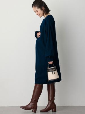 マタニティ ワンピース|微起毛ツイルミニワンピース　マタニティ・授乳服【出産後も長く使える】|チャコール