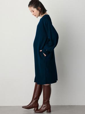 マタニティ ワンピース|微起毛ツイルミニワンピース　マタニティ・授乳服【出産後も長く使える】|ネイビー