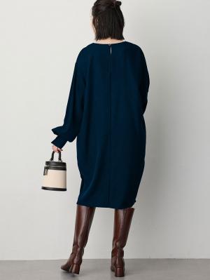 マタニティ ワンピース|微起毛ツイルミニワンピース　マタニティ・授乳服【出産後も長く使える】|ネイビー