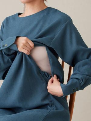 マタニティ ワンピース|微起毛ツイルミニワンピース　マタニティ・授乳服【出産後も長く使える】