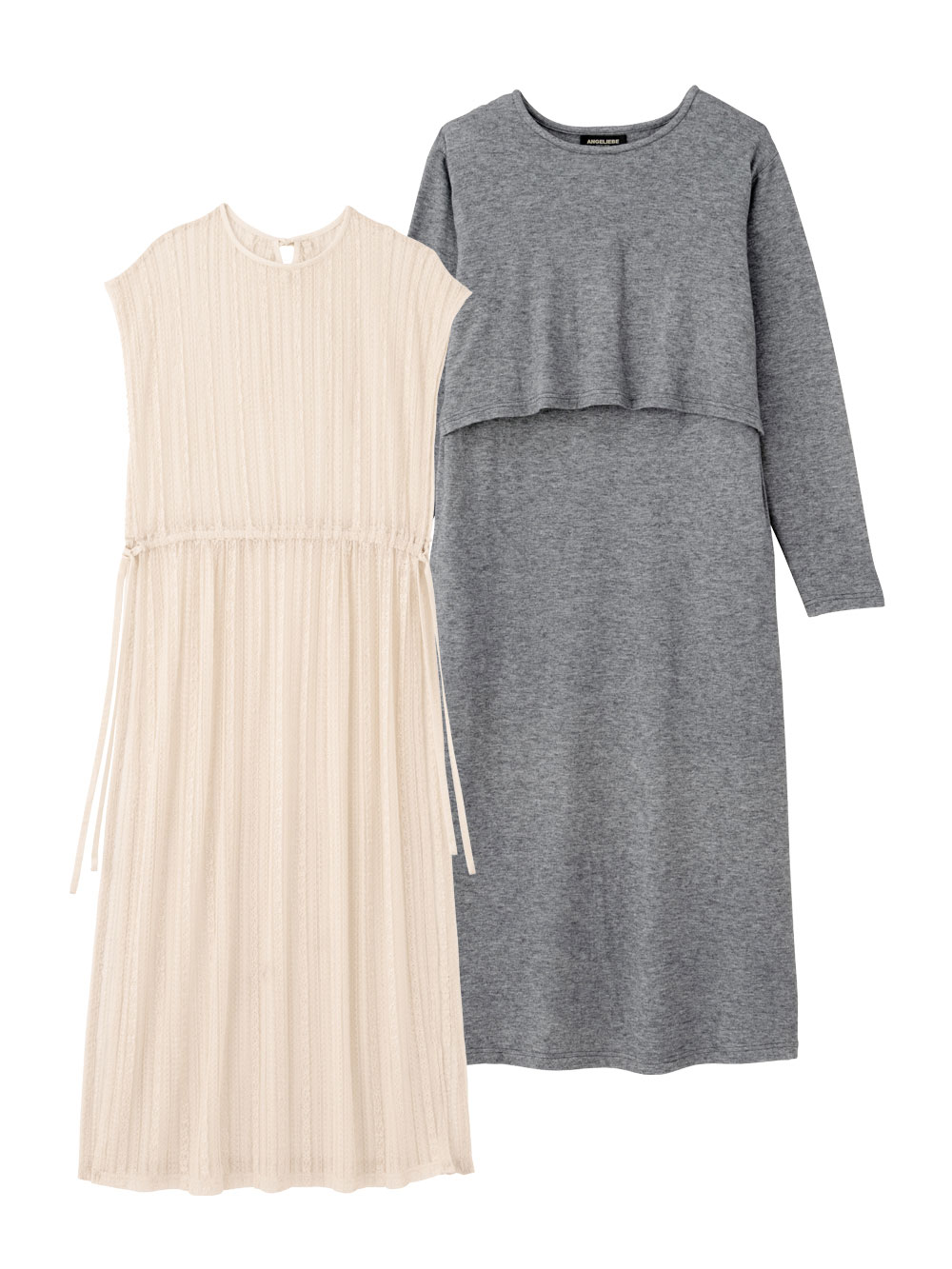 マタニティ ワンピース|レースワンピース×ニットソーワンピースセット　マタニティ・授乳服【出産後も長く使える】|アイボリー