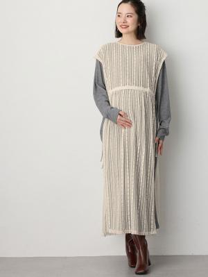 マタニティ ワンピース|レースワンピース×ニットソーワンピースセット　マタニティ・授乳服【出産後も長く使える】|アイボリー