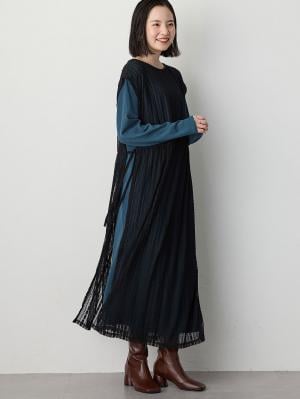 レースワンピース×ニットソーワンピースセット　マタニティ・授乳服【出産後も長く使える】10463