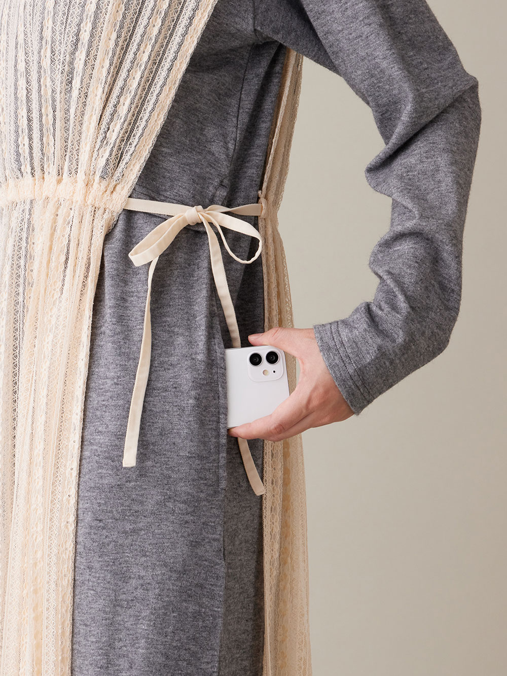 マタニティ ワンピース|レースワンピース×ニットソーワンピースセット　マタニティ・授乳服【出産後も長く使える】