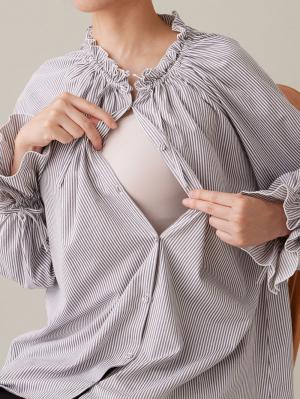 マタニティ トップス|綿混フリルブラウス マタニティ・授乳服【出産後も長く使える】