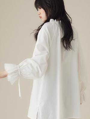 マタニティ トップス|綿混フリルブラウス マタニティ・授乳服【出産後も長く使える】