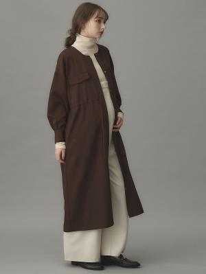 マタニティ ワンピース|羽織りにもなるフラップポケットワンピース　マタニティ・授乳服【出産後も長く使える】