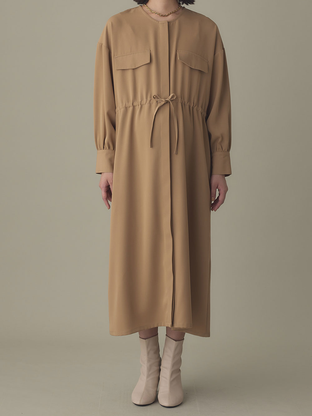 マタニティ ワンピース|羽織りにもなるフラップポケットワンピース　マタニティ・授乳服【出産後も長く使える】